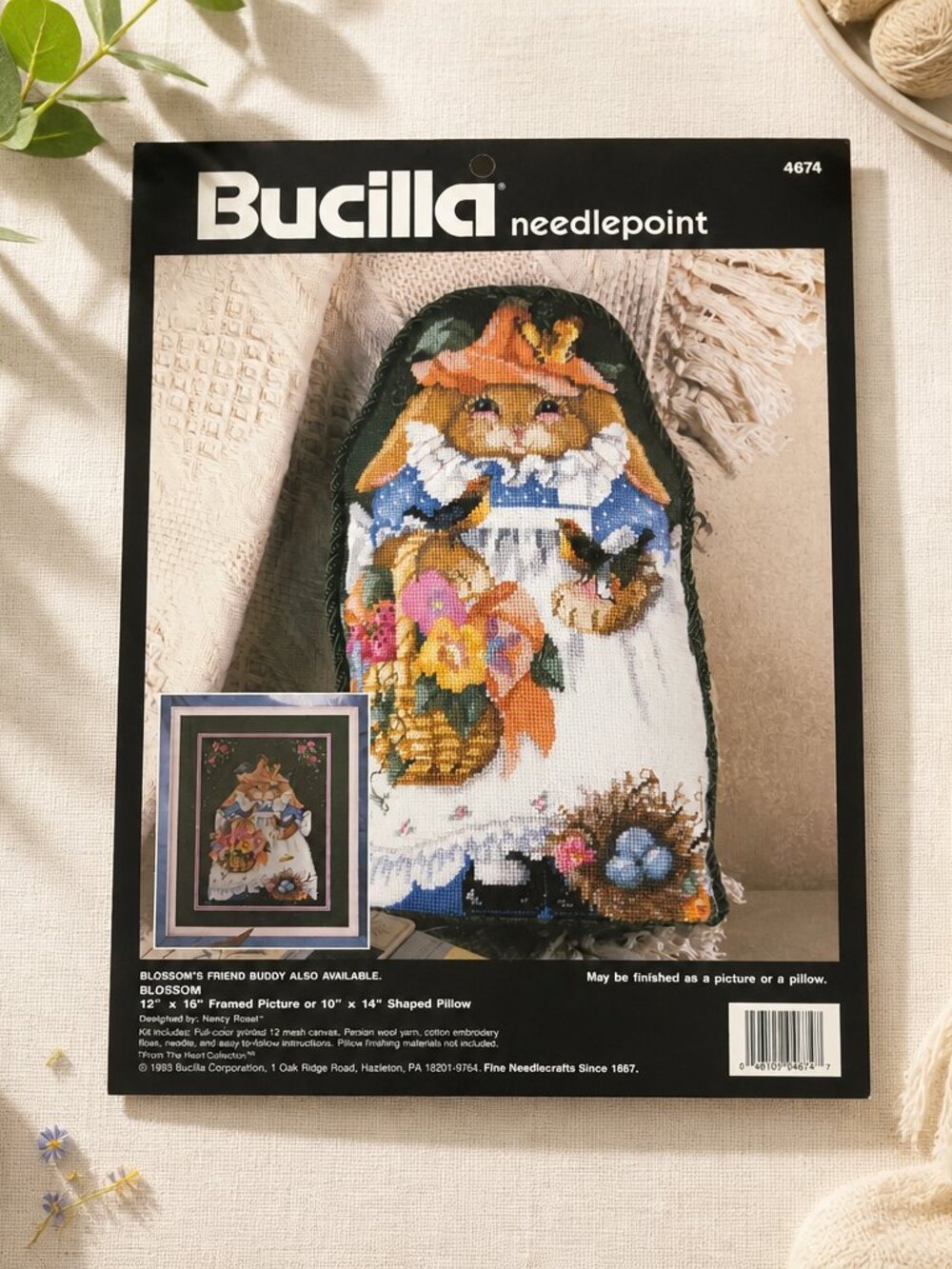 Bucilla Needlepoint Kit – “Blossom’s Friend” – 12x16 Picture or 10x14 Pillow